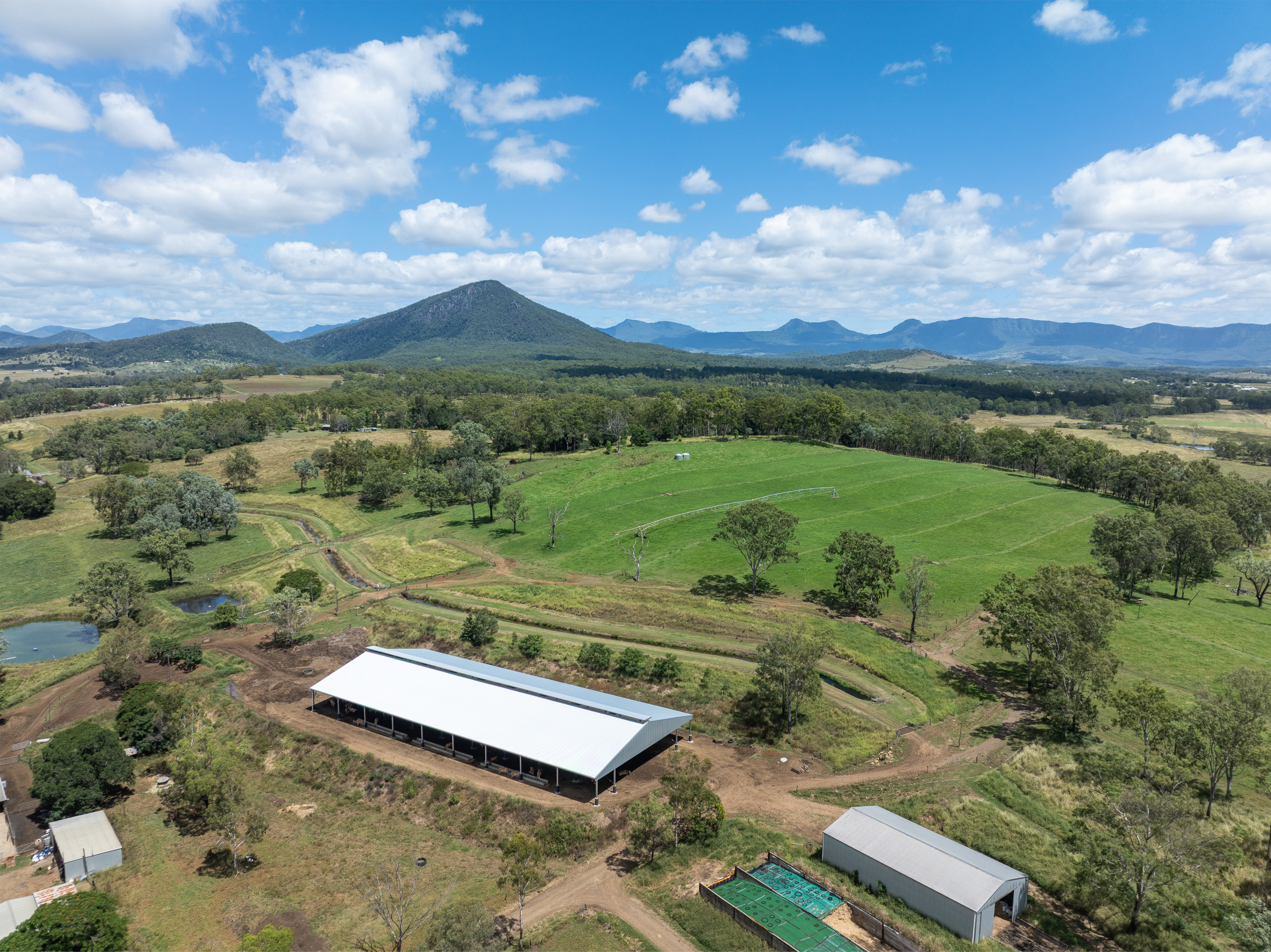 Scenic Rim dairy and cropping farm drone image 